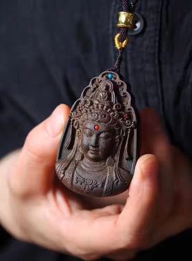 沉香木雕观音度母普度众生挂饰