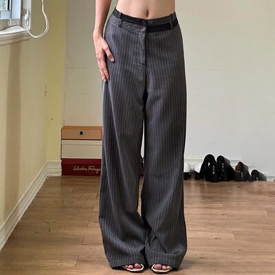 Bonheur条纹撞色西装裤女