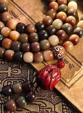 黄玉菩提根108颗手串算盘珠