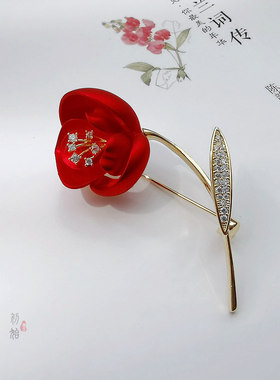 喜庆镀金女玫瑰花胸针胸花