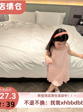 110-150 柜的~包装基本全 女童夏季纯棉梭织浅粉色吊带连衣裙 家