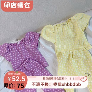 90-110 正儿八经的韩~女童夏季碎花短袖+裤子 面料舒服凉快洋气