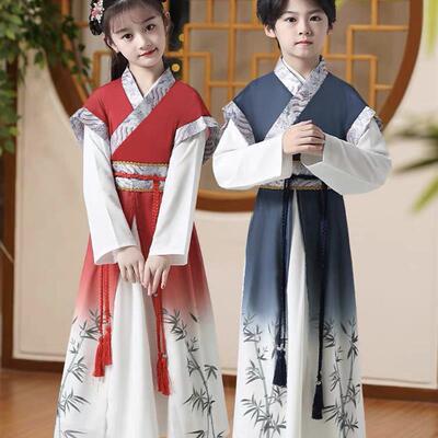 幼儿童古装男童汉服女童唐代诗人书童古诗朗诵国学对韵歌演出服装