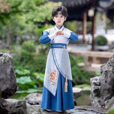儿童汉服男童古装帅气宋朝小书生国学服小学生古诗词朗诵演出服装