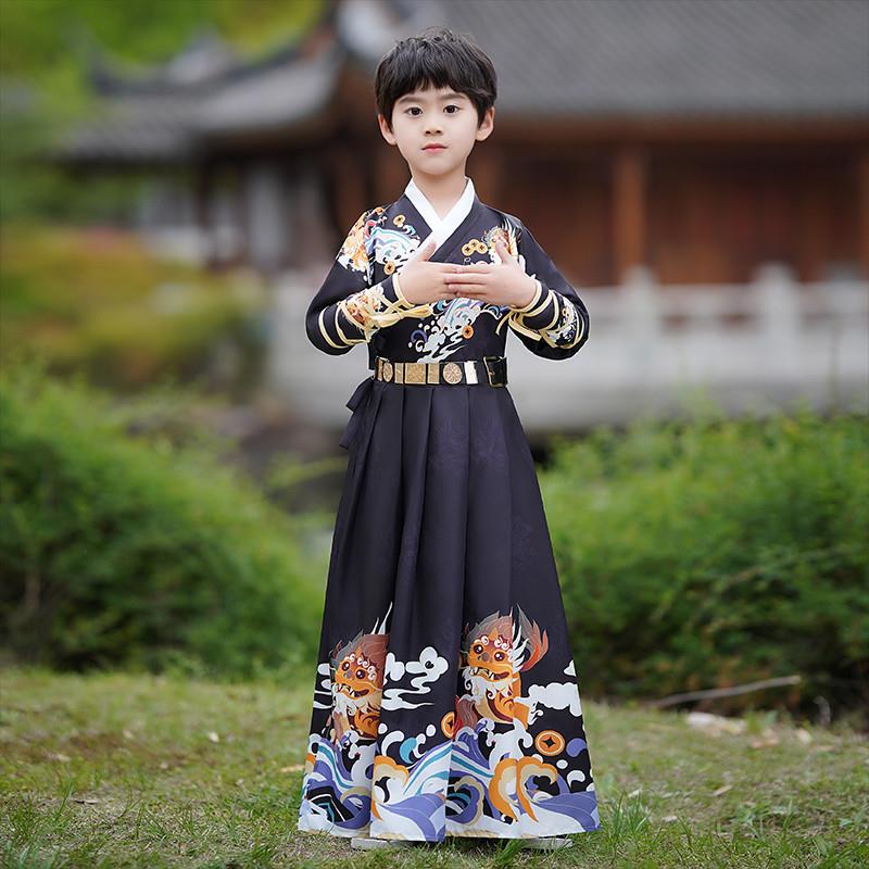 明制儿童飞鱼服帅气男童汉服古装蟒袍锦衣卫武侠风男孩春季演出服