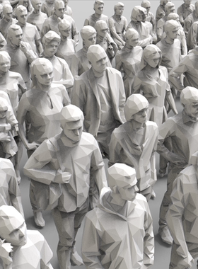 blender低面人物lowpoly模型成年男女小孩儿童3d c4d maya rhino