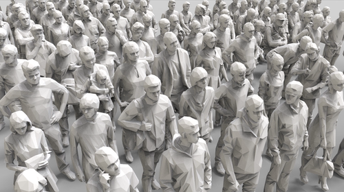 blender低面人物lowpoly模型成年男女小孩儿童3d c4d maya rhino