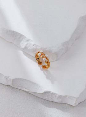 S925银编织珍珠戒指