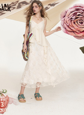 妖精的口袋白色蕾丝拼接吊带连衣裙女2026夏新款高级轻性感仙女裙