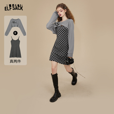 taobao agent Set, autumn autumn dress, design brace, slip dress, long sleeve, trend of season