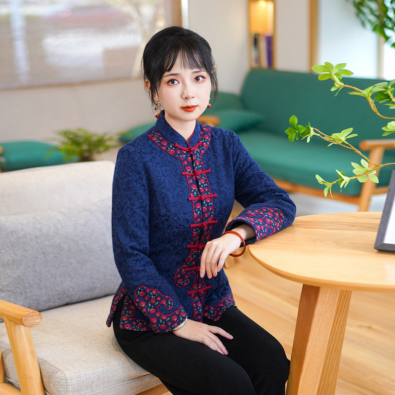 筠雅唐装女中国风冬棉袄旗袍小袄夹棉加厚保暖中式盘扣上衣24J368