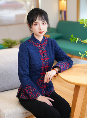 筠雅唐装女中国风冬棉袄旗袍小袄夹棉加厚保暖中式盘扣上衣24J368