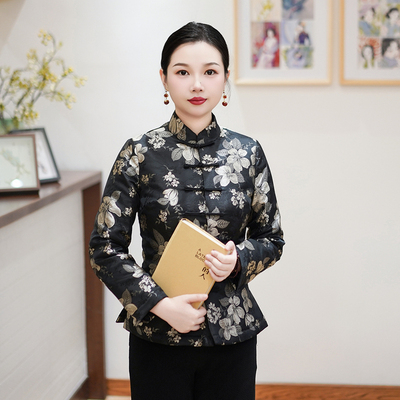 筠雅冬季新款加厚保暖唐装上衣旗袍减龄棉衣棉服新中式女装24J463