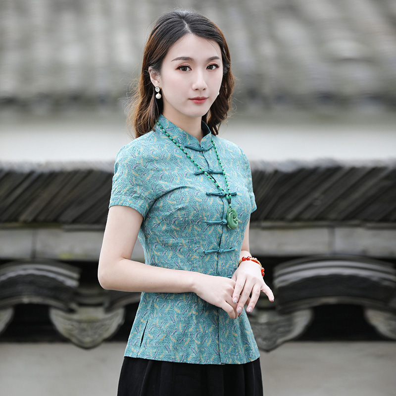 唐装女夏旗袍式上衣中式女装