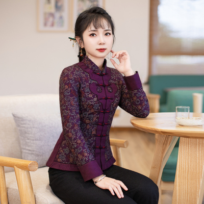 筠雅冬季新款唐装国风旗袍小袄夹棉加厚保暖新中式盘扣棉衣26Y015