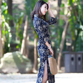 筠雅旗袍改良版 裙子 气质修身 连衣裙碎花复古时尚 小香风中国风女装