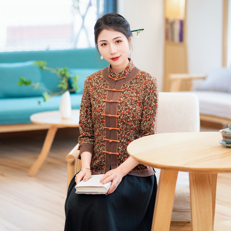 筠雅唐装中国风上衣女2026年新款年轻款中式盘扣古韵居士服24J078