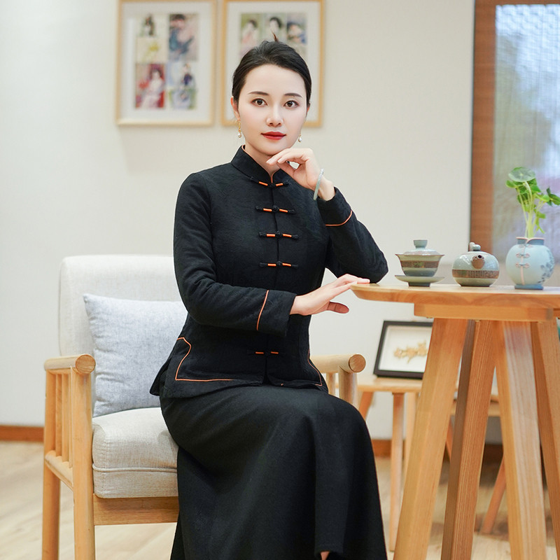 筠雅冬季新款唐装女中国风旗袍小袄夹棉加厚保暖新中式棉衣24J439