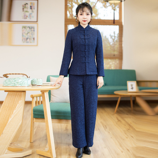 筠雅冬季新款旗袍套装女新款休闲民国风女装两件套 23J646