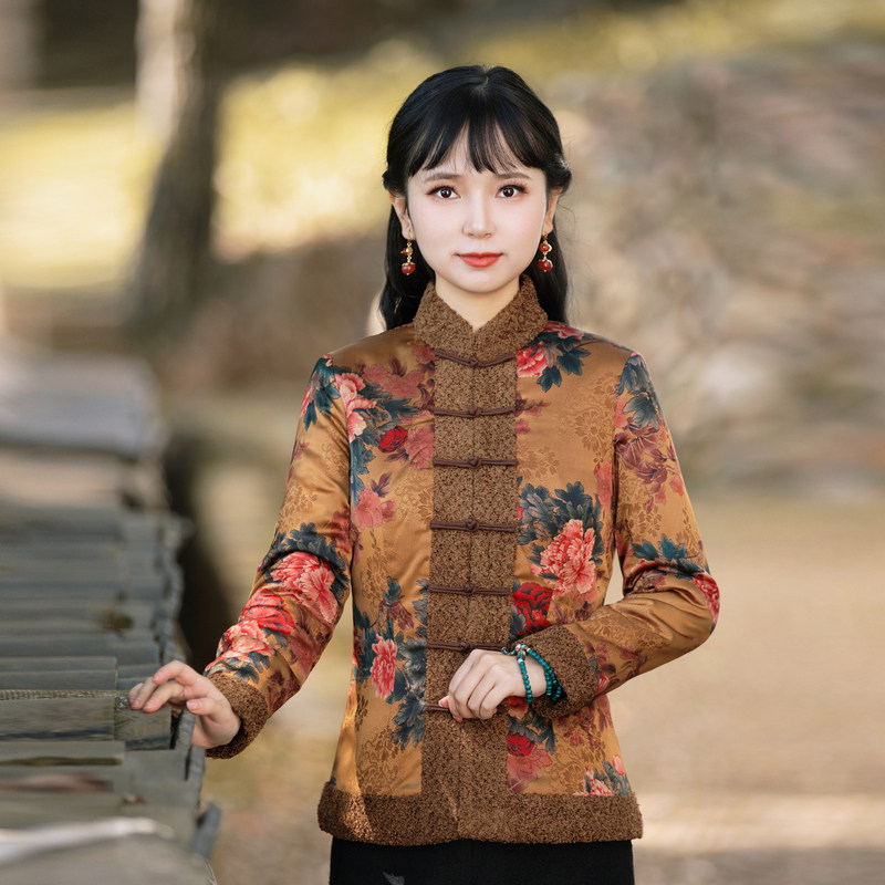 筠雅唐装棉服女中国风改良冬季棉衣过年洋气复古中式女装 22R880