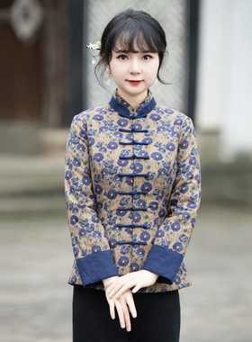 筠雅秋冬新中式唐装上衣女中国风夹棉加厚保暖中式女装外套23J704