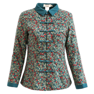 筠雅唐装棉服女中国风改良棉袄冬季偏襟夹袄中式盘扣上衣外套茶服