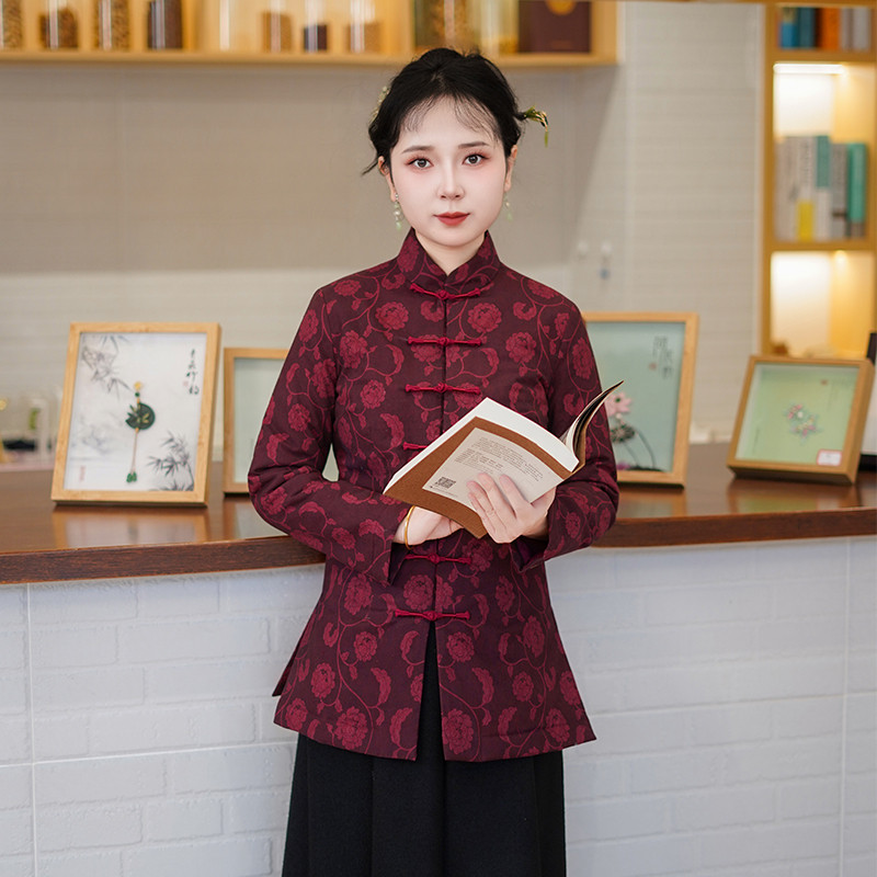 筠雅冬季新款中国风加厚保暖唐装上衣旗袍棉衣棉服中式女装25J498