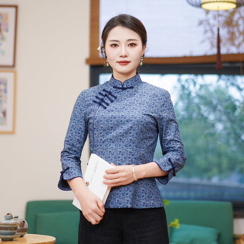 筠雅春秋新款唐装上衣女中国风旗袍复古时尚收腰显瘦女装 24J102