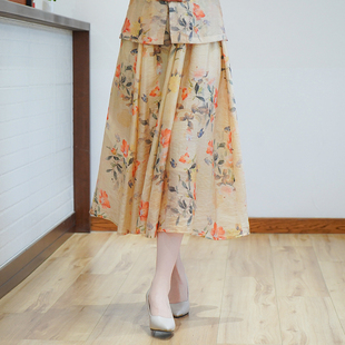 花色半身裙中国风百搭漂亮气质长裙子女25J219 新中式 筠雅夏季 新款