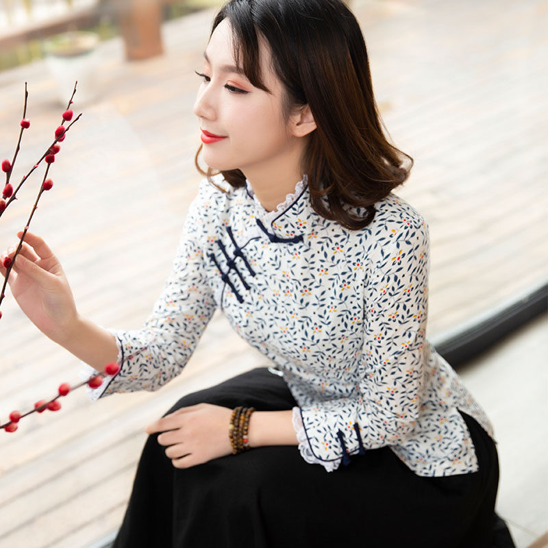 筠雅唐装女中国风盘扣上衣茶艺服装女年轻款棉麻修行服民族风女装