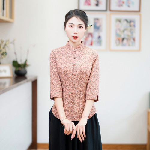 筠雅女装中国风唐装半身旗袍上衣2026新款中式盘扣茶禅服服24J071