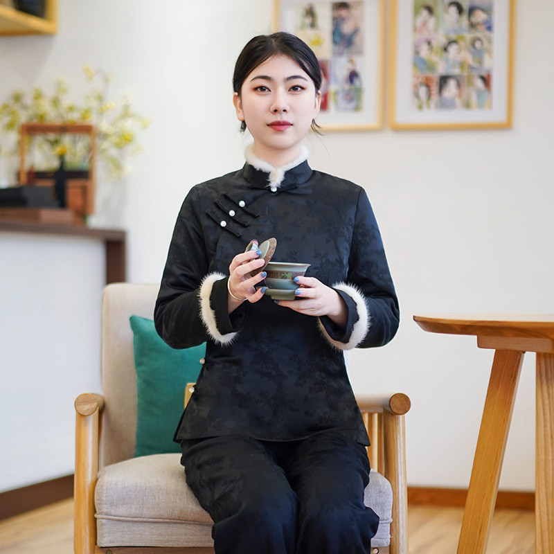 筠雅冬季新款唐装加厚旗袍小棉袄中国风年轻款夹棉保暖棉衣24R831