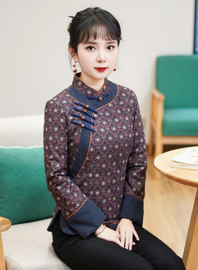 筠雅唐装女中式上衣女中国风改良外套冬装新款夹棉高级女装23J675