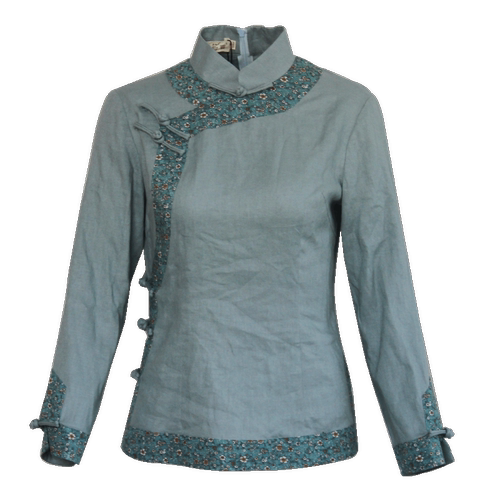 筠雅唐装中国风女装春秋款长袖旗袍式上衣时尚盘扣茶服中式女装