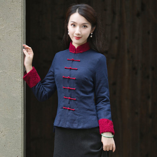 旗袍式上衣年轻盘扣短款女装唐装