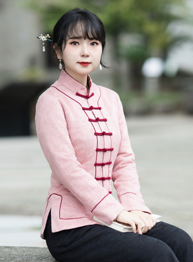 筠雅唐装中国风女装冬季新款旗袍夹棉加厚保暖中式盘扣上衣23J664