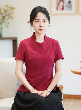 筠雅夏季新款女中国风改良收腰显瘦新中式24J176