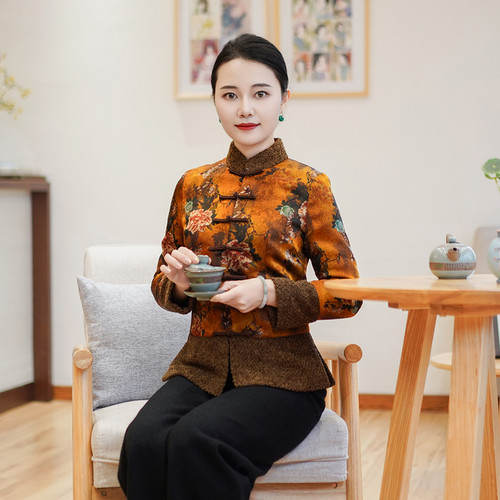 筠雅冬季新款唐装加厚旗袍小棉袄中国风年轻款夹棉保暖棉衣24R807