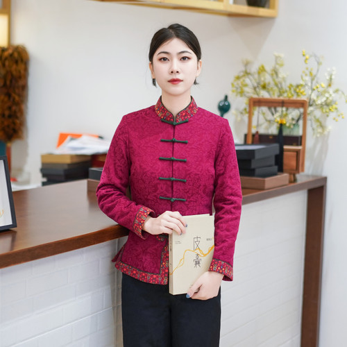 筠雅冬季新款加厚保暖唐装上衣旗袍棉衣棉服年轻款中式女装24J392