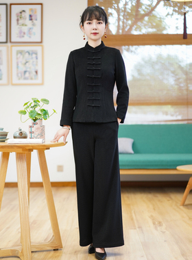 筠雅职业套装女新款休闲修腰显瘦复古洋气时髦搭配两件套23R183