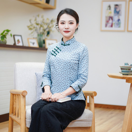 筠雅春秋新款唐装女中国风改良复古时尚中式改良旗袍上衣 24J103