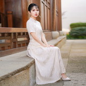 筠雅夏季 复古温婉减龄气质两件套女25J136 显瘦中国风套装 新款 修身