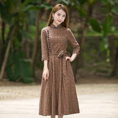 筠雅改良旗袍2026年新款 碎花连衣裙年轻棉麻气质休闲时尚 减龄裙子
