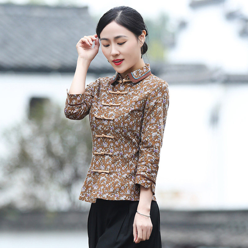 筠雅唐装女中国风2026年春款年轻改良上衣素衣茶服长袖中式女装