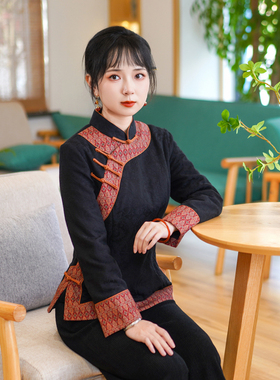 筠雅唐装女冬棉袄加厚保暖旗袍棉衣改良茶服女秋冬中式女装24J363