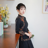 气质唐装 中国国风上衣复古显瘦上衣时尚 上衣女24J165 新款 筠雅春季