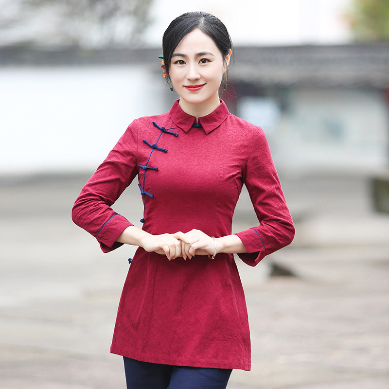 筠雅女中国风改良2025年春季长袖红茶服中式,女装/女士精品,上衣,淘宝优惠券,粉丝福利购,淘宝优惠卷