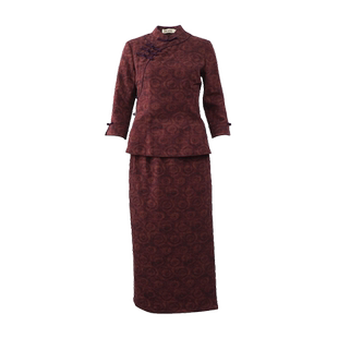 筠雅秋季新款轻薄透气中式套装修身显瘦国风温婉两件套套装24J269