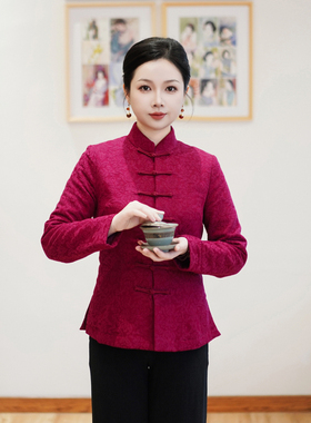 筠雅冬季新款加厚保暖唐装上衣旗袍棉衣棉服显瘦新中式女装24J448