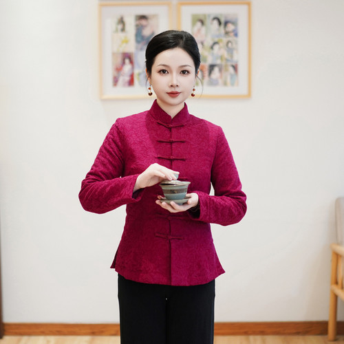 筠雅冬季新款加厚保暖唐装上衣旗袍棉衣棉服显瘦新中式女装24J448